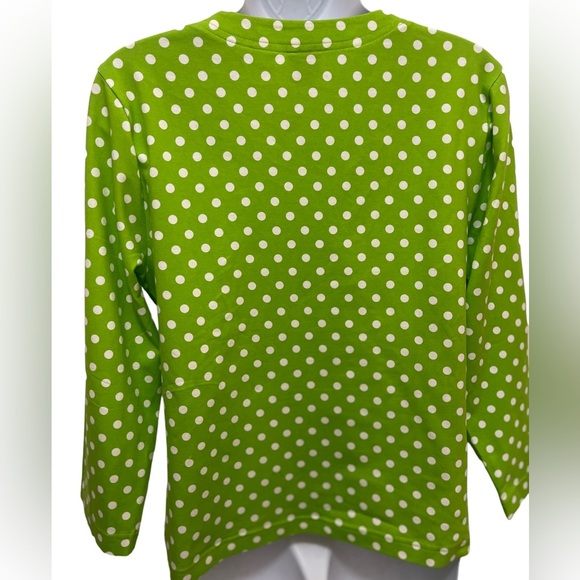 Itsu Top Green and White Polka Dot NWOT Size L - Picture 5 of 5